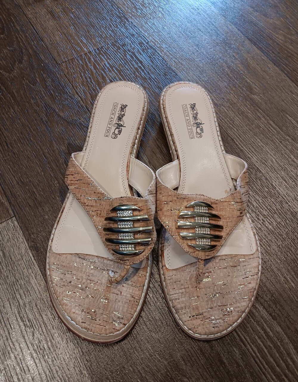 COACH AND FOUR VINTAGE CORK HEELED SANDALS FLIP FLOPS SZ 10